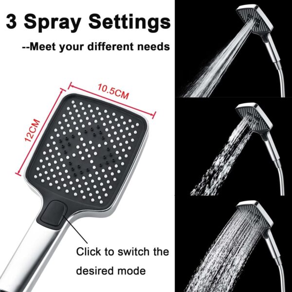 SonTiy Rainfall Shower Set, Square Swivelling Shower Riser Rail with Large Overhead Shower & Brass Diverter, Shower System Without Mixer, 3 Jet Types Handheld Shower, 5-Year Warranty, Chrome