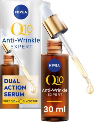 NIVEA Q10 Anti-Wrinkle Expert Dual Action Serum ​(30ml), Anti Ageing Face Serum for Women with Pure Q10, Visibly Reduces and Prevents Wrinkles
