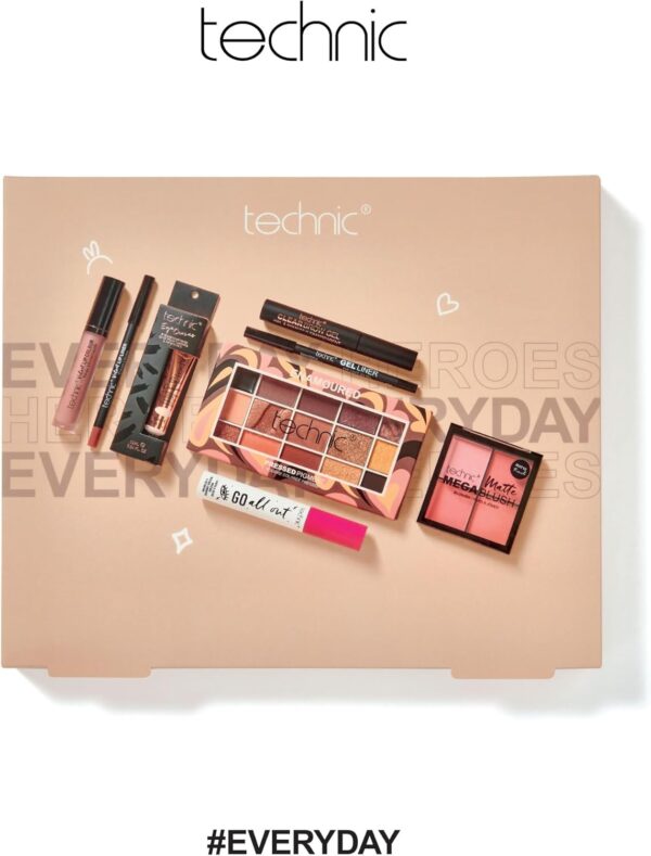 Technic Enamoured Full Face Cosmetic 8 Piece Gift Set - Full Size Products for Eyes, Face & Lips - Perfect for Makeup Lovers - Vegan & Cruelty Free