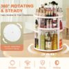 Auxmir Makeup Organiser, 9 Layer Large Capacity Beauty Cosmetic Storage for Perfume Jewellery, Revolving 360° Rotatable Makeup Holder Stand for Dressing Room, Bathroom, Bedroom, White
