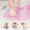 HITSLAM Oval Bath Mat Non Slip Anti Mould, 68 x 38 CM Anti Slip Shower Mat for Bathroom, Machine Washable Bubble Bathtub mat with Suction Cups and Drain Holes, Soft on Feet, Pink