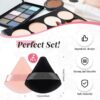 Patelai 2 Pcs Powder Puff Makeup Puff Triangle Soft Powder Sponge Reusable Triangle Sponges with Strap for Cosmetic Foundation Wet Dry Makeup(Black, Nude)