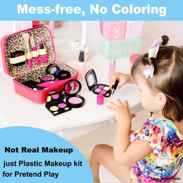 Pretend Play Makeup Kit for Girls, Kids Pretend Makeup Set with Cosmetic Bag for Birthday, Christmas