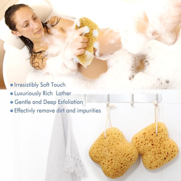 Azymi Sponges Bath, 2Pcs Larger Shower Sponges for Women Men, Exfoliating Body Sponge Dense Foam for Gentle & Deep Cleansing, Ultra-Soft for Sensitive Dry Skin