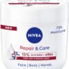NIVEA Repair + Care Urea Moisturising Cream Jar (400ml), Rich and Hydrating Body Cream, Moisturises Dry Skin With Urea and Glycerine for 72H, Ideal for Body, Hand and Face