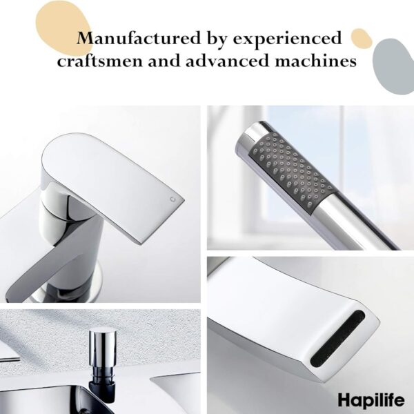 Hapilife Bath Mixer Taps Waterfall with Handheld Shower Head Bathroom Bathtub Tap with Shower Attachment Deck Mount Chrome Brass Tub Taps Monobloc Dual Lever