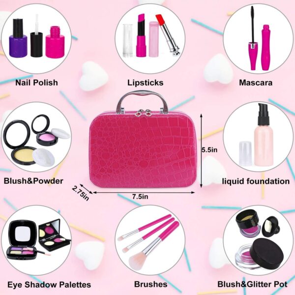 Pretend Play Makeup Kit for Girls, Kids Pretend Makeup Set with Cosmetic Bag for Birthday, Christmas