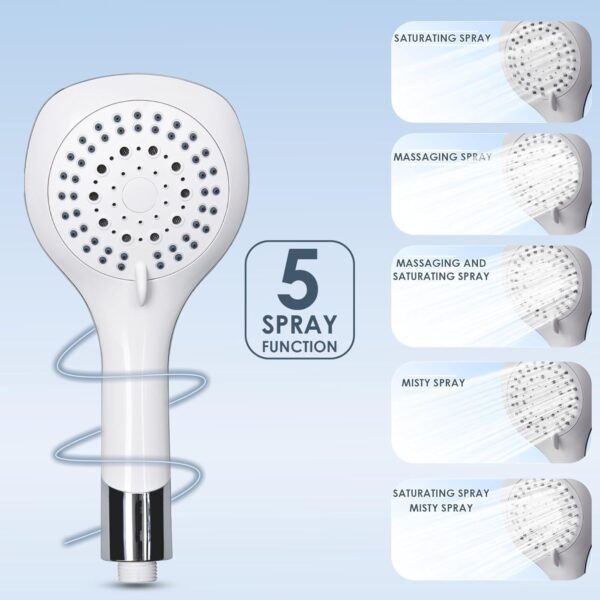 AQUALONA® Aquacapri Shower Column, Overhead and Handheld Shower with 5 Different Sprays Brass Exchange Valve, 2 Hoses Included (Aquacapri Shower Column)
