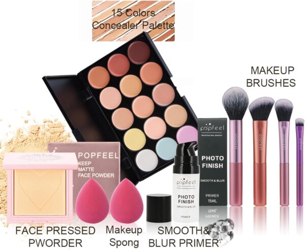 FantasyDay All-in-one Makeup Gift Sets | Full Make up Kit for Women Girls Xmas Essential Bundle Include Eyeshadow Palette Lipstick Blush Concealer Face Powder Eyeliner Lipgloss Mascara Eyebrow Pencil