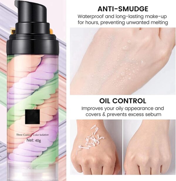 3-in-1 Face Primer: Skin Perfecting, Color Correcting, Brightening, Oil Control Moisturizing Makeup Primer - Isolation Cream