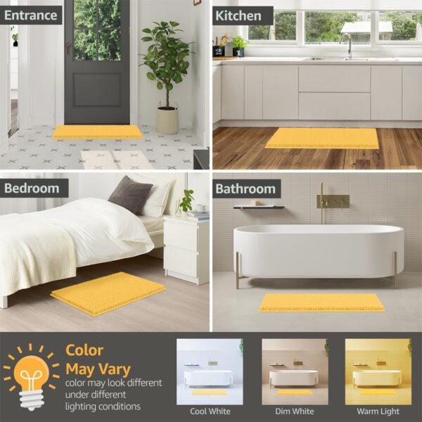 LuxUrux Bath Mat-Extra-Soft Plush Bath Shower Bathroom Rug, 1'' Chenille Microfiber Material, Super Absorbent Shaggy Bath Rug (Yellow, 50 x 80 cm)