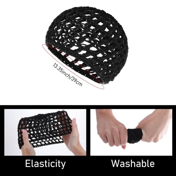 4 Pack Hair Nets Cap Crochet Knit Snood Bonnets Sleeping Hairnet Fitted Hair Cover Wrap Comfortable Haircare Wave Cap for Keep Curls Ballet Serving Shower Bath Head Circumference 20-22in