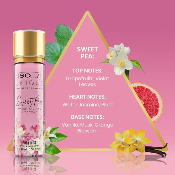 So…? Unique Womens Vegan Sweet Pea Body Mist Fragrance Spray 150ml