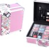 LOVE URBAN BEAUTY Hot Pink Makeup Vanity Case – 82-pcs Vegan Makeup Kit for Teens and Women with Eyeshadow, Blusher, Lipsticks and Nail Products – Fun Travelling Makeup Vanity Case for Girls