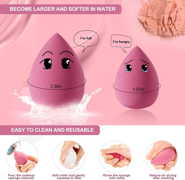 DUAIU 4 Pack Beauty Blender Foundation Sponges Set 4 Color, Latex Free with 1 Sponge Holder Case for Liquid Foundation Powder Sunscreen and Cream