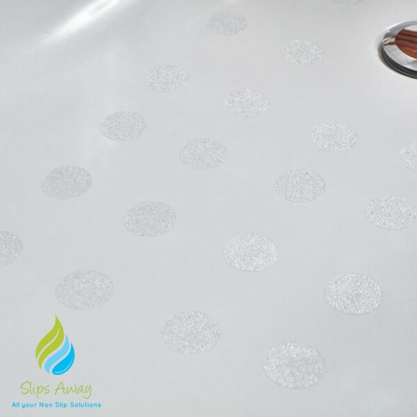 Non-Slip Bath & Shower 28x Clear Stickers - FREE FITTING TEMPLATE INCLUDED - Modern Stylish Alternative to a Rubber Suction Mat - Strong Textured Adhesive Anti Skid Safety Discs - SLIPS AWAY®
