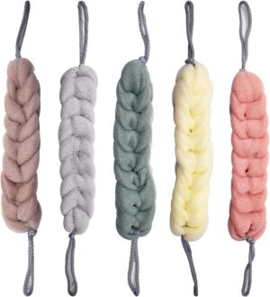 Bath Sponge for Adults,Forreen 5 Pieces Back Scrubber Mesh Stretchy Braids Shower Sponge Soft Exfoliating Massage Sponge for Men Women Body Scrubbing in Shower Bathroom