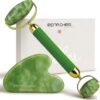 713oSFNPtFL._AC_SL1500_.jpg Rena Chris Gua Sha and Jade Facial Roller, Manual Facial Massager and GuaSha Tool, Sculpt Jawline and Reduce Puffiness, Skincare Gift (Green)