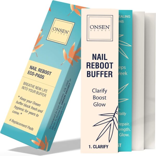Nail Buffer Block – Replacement Strips, 3 Way Buffing – File, Smooth, Shine, Mini Natural Nail Polisher with 3 Sides – Coarse, Soft, Silky for Professional Nail Care, Replacement Nail Buffer by Onsen