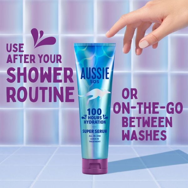 Aussie Super Serum Leave In Conditioner Hair Serum Treatment, For Dry, Damaged Hair. 100 Hours of Hydration, Smooth, Soften, Detangle, Prevent Split Ends and Boost Shine, 160ml