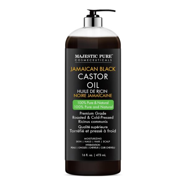 MAJESTIC PURE Pure Jamaican Black Castor Oil for Hair Care, Strengthening, Nourishing, and Volumizing Formula - Non GMO Verified, 16 Fl Oz