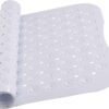 MOONLIGHT20015 Shower Bath Mat Non Slip Anti Mould & Mildew with Strong Suction Cups Grip and Drain Holes Soft Rubber Shower Mats - PVC Bathroom Mat Machine Washable (70x38cm, White)