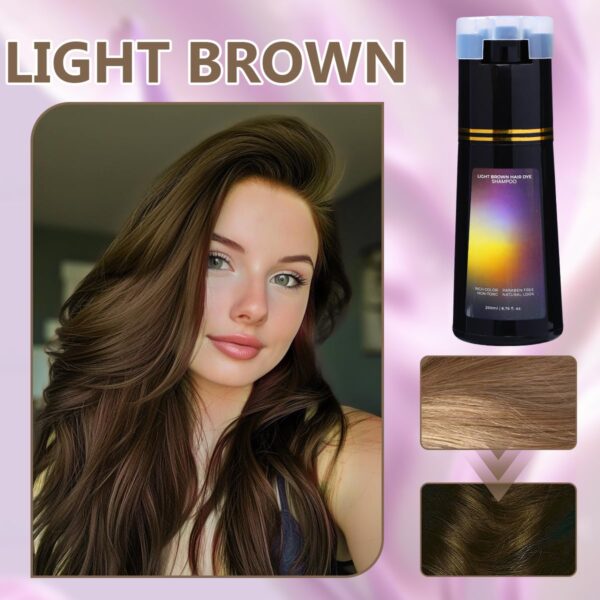 Polar Hair Dye Shampoo, Polar Hair Care, Polar Hair Care Instant Dye Shampoo, Natural Hair Color Shampoo for Gray Hair Coverage, Suitable for Women & Men (Light Brown)