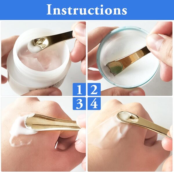 WLLHYF Mini Metal Makeup Spatula Skin Care Cosmetic Spoon Reusable Applicator, Beauty Scoop for Facial Cosmetic for Face Mask Cream Lotions Moisturizers (3 Gold)