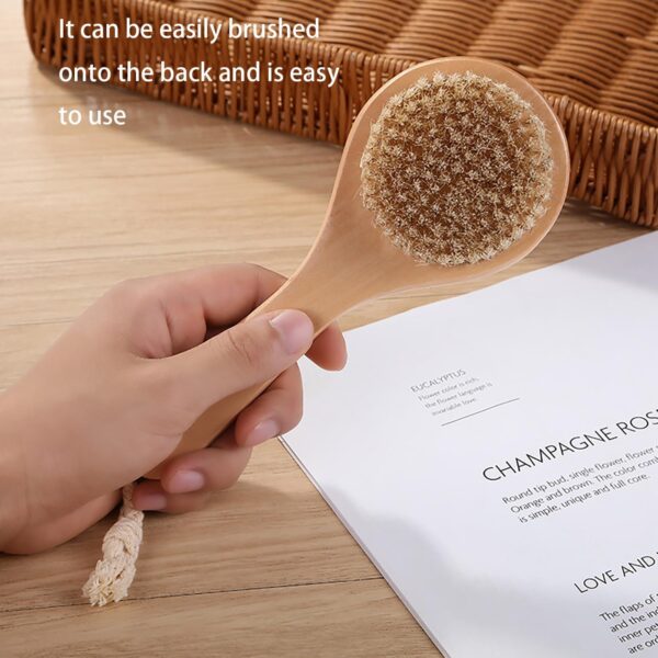 RUIENGCOMM Back Scrubber for Shower Natural Bristles Bath Brush Shower Brush with Short Handle Dry Bath Body Brush with Soft Natural Bristles for Exfoliating Skin