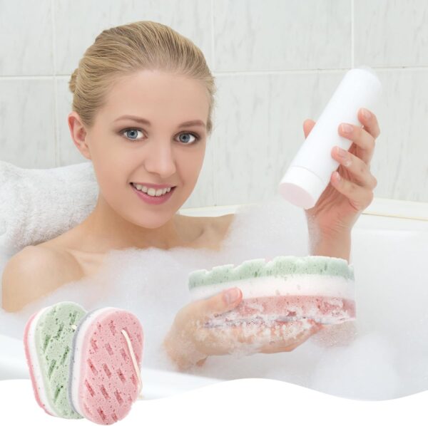 Opopark 6 Packs of Shower Sponges, Exfoliating Shower Sponges,Adult Shower Foam Sponge Rubbing Bath Sponge,Soft Shower Scrub,Male and Female Body Cleaning Products