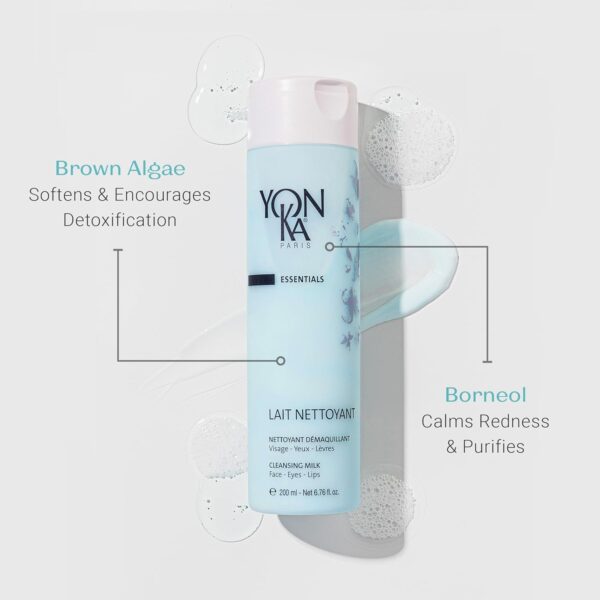 Cleansing Milk Yonka 200ml | 98% Natural Origin Gentle Makeup Remover Milk | Moisturises and Rebalances Skin | All Skin Types, Even Dry and Sensitive | Water Rinsing | Botanical Blend and Brown Algae