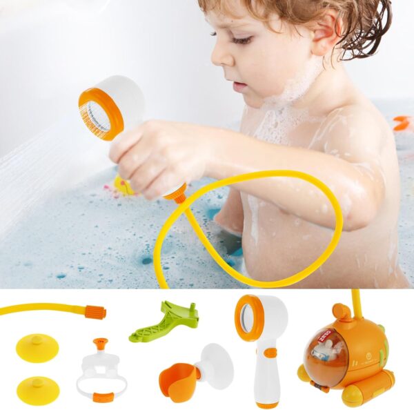Gatphy Baby Bath Shower Head Baby Bath Toys, Submarine Shaped toddler bath shower head with Suction Cup Battery Operated Baby Watering Bath Toy for Kid Toddlers Girls Boys 1 2 3 4 5 Year Olds