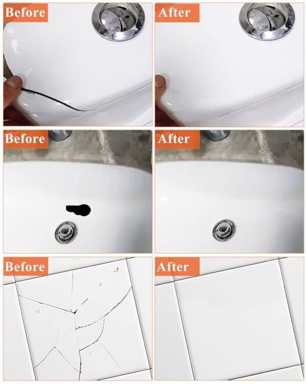Bath Repair Kit White, Endhokn Enamel, Porcelain, Acrylic, Fiberglass, Ceramic Sink Repair Kit, Tub Tile Ceramic Toilet Shower Kit & Tray & Chip & Pedestal Crack Hole Scratches Repair