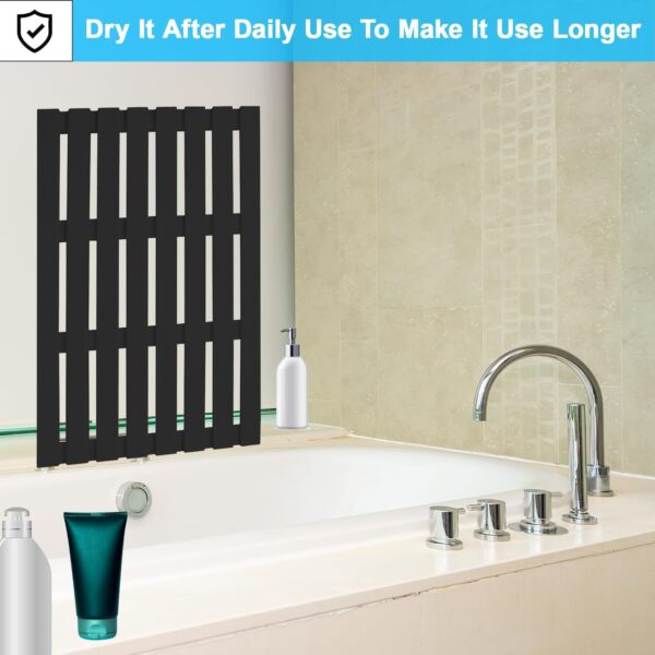 MantraRaj Bamboo Duckboard Bath Mat Anti Slip Mat Spa, Bath, Shower Bathroom Decor Easy to Clean Water Resistant Shower Mat Slatted Duckboard Design Multipurpose Bath Mat (Black)