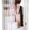 STORICANS Makeup Brush Holder Rotating Organiser with Clear Lid，Sliding Opening Dustproof Makeup Brush Case Make up Organizer Storage for Dressing Table Organiser,Vanity,White