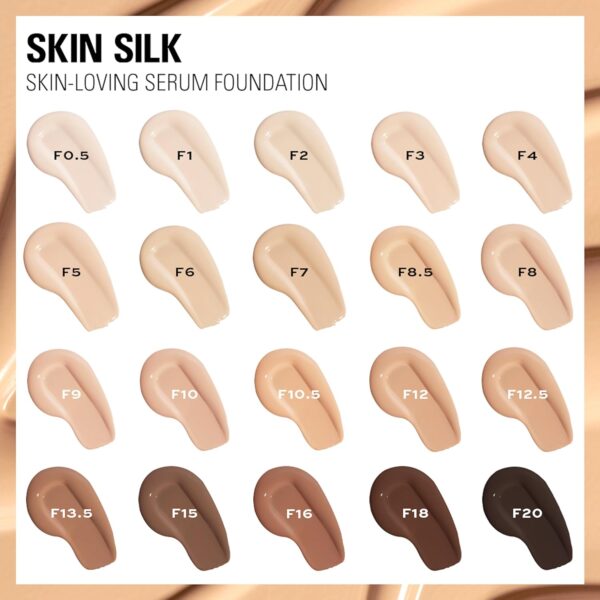 Makeup Revolution, Skin Silk Serum Foundation, Light to Medium Coverage, Contains Hyaluronic Acid, F7, 23ml