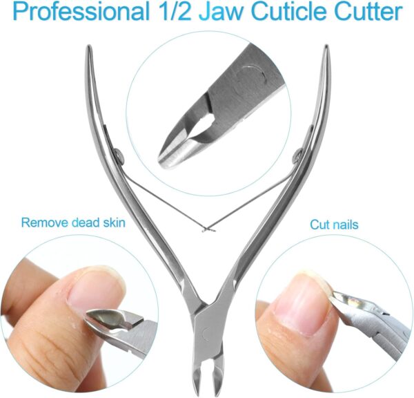 Sularpek Cuticle Remover Tool Set with Cuticle Cutter and Cuticle Pusher, 3 in 1 Professional Cuticle Remover, Cuticle Scissors, Stainless Steel Nail Care Tool for Manicure and Pedicure (Silver)