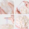 Larfraecy 2Pcs Shower Puffs, Large Mesh Exfoliating Bath Sponge Soft Body Puff Scrunchie for Scrubbing Loofah Sponge Body Scrubber for Women, Men Skin Exfoliating (White+Blue)