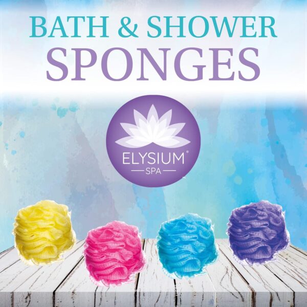 Elysium Spa Pack of 4 Mesh Exfoliating Bath And Shower Body Puff Sponges