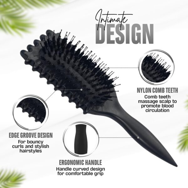 New 2025 Curly Hair Brush, Curl Defining Brush,Curly Hair Brush, Flexible Detangling and Styling Brush, Reduces Frizz and Pulling, Perfect for Wet & Dry Hair Care (BLACK)