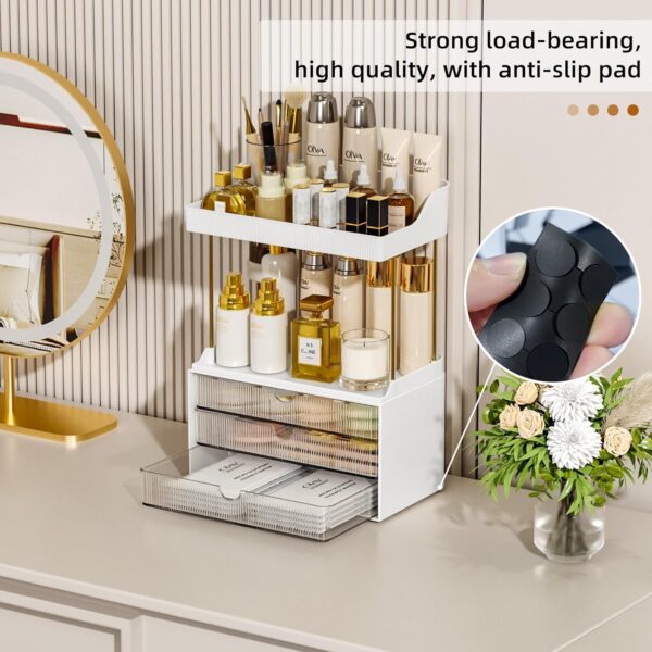 Makeup Organiser - Upgrade 2 Tier 3 Drawers Large Vanity Organiser, Versatile Cosmetic Organisers, Exquisite Bathroom Organiser Storage, Skincare Organisers, Dressing Table Organiser, Clear