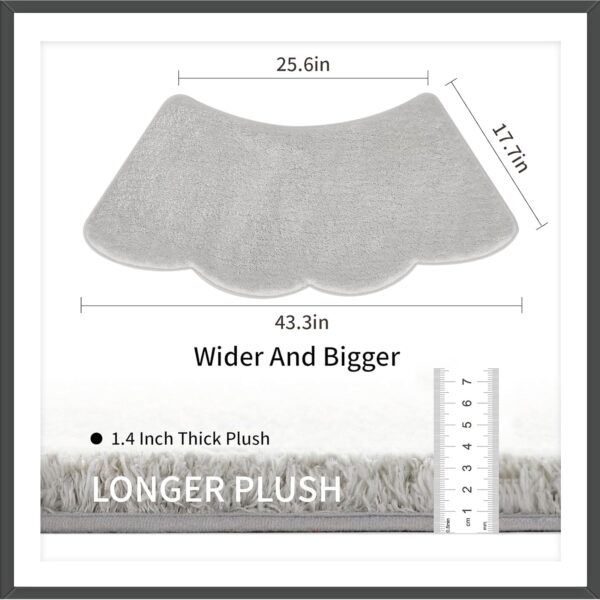UVCMDUI Curved Shower Mat, 43.3x17.7x1.4in Soft Microfiber Shower Mat Outside Shower, Super Absorbent Corner Bath Mat Non Slip, Machine Washable, Grey
