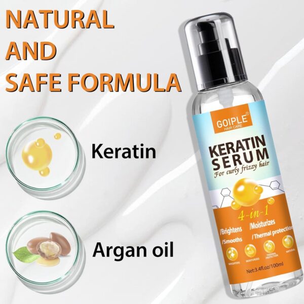 Keratin Protein Hair Serum Anti Frizz Control Repair Hair- Rose Water Spray for Hair Moisturize Anti-Frizz Hair Smooth Products Curly Hair Brush Curl Defining Brush for Shaping Hair Women Men(3PCS)