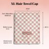 Kitsch Love & Comfort 2PC Spa Set - Satin Lined Reusable Waterproof Shower Cap and XL Quick Dry Hair Towel Wrap for Women, Microfiber Towel, Flexi Shower Cap For All Hair Types - Terracotta Checker