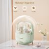 SIOOUI Makeup Organiser for Vanity, Portable Waterproof Dustproof Bathroom Organizer and Storage with Lid, Cosmetic Display Case Skincare Organizers (Mint Green)