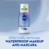 NIVEA Double Effect Waterproof Eye Make-Up Remover (125ml), Daily Use Face Cleanser for Make-Up and Mascara with Cornflower Extract and Biotin