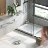 HITSLAM Shower Mat Non Slip Anti Mould, Bath Mat Anti Slip With Suction Cups and Drain Holes, Square Shower Mat for Inside Shower 53 x 53cm, Machine Washable Bath Mat for Tub, Clear