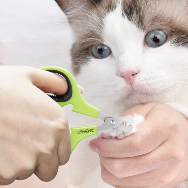 OneCut Pet Nail Clippers, Update Version Cat & Kitten Claw Nail Clippers for Trimming, Professional Pet Nail Clippers for a Cat, Puppy, Kitten & Small Dog (Green)