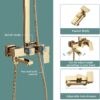 Onyzpily Gold Shower Mixer taps Shower Set Shower System 3-Function with Rainfall Shower Handheld Bath tub