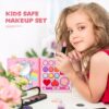 14 Colors Kids Makeup Sets for Girls, Non-Toxic Kids Makeup Set with Mirror and 2 Washable Brushes, Pretend Makeup Games Toys, Girls Birthday